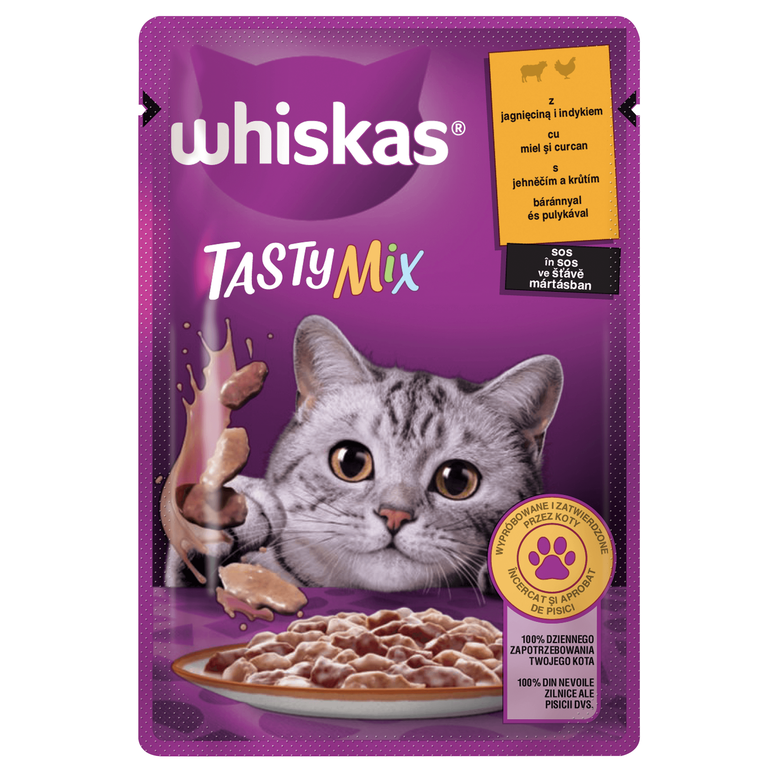 Whiskas kapsička Tasty Mix s jehněčím a krůtím ve šťávě (1x85g)